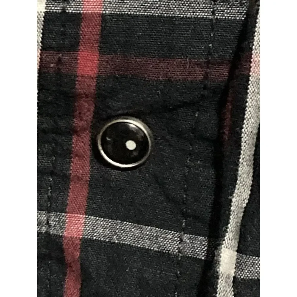 Levis Cutoff Sleeveless Shirt Vest Mens M Black Red White Button Down Flannel